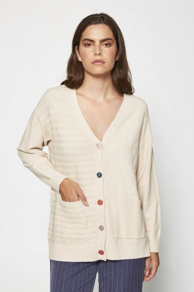 MDM Chaqueta midi de punto de arroz